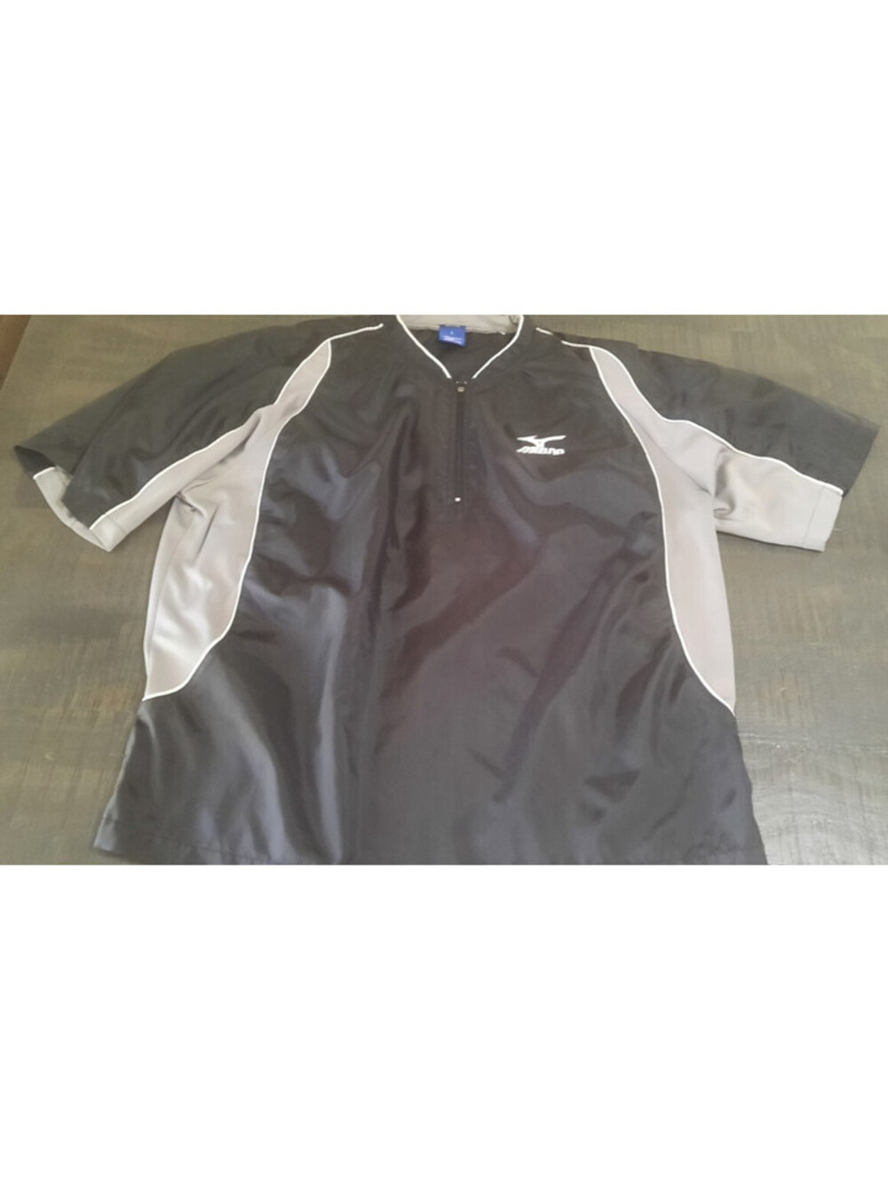Mizuno Men's Short Sleeve 1/4 Zip Pullover Windbreaker Jacket Blue Gray Size L